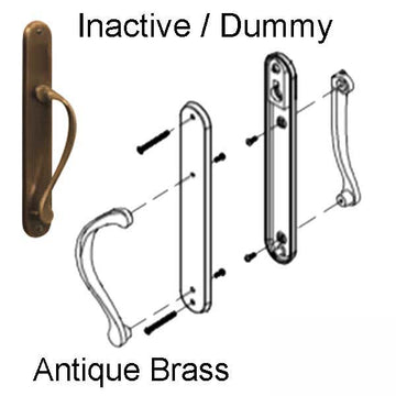 Marvin Ultimate Sliding French Door, Inactive / Dummy wide handle set - Antique Brass